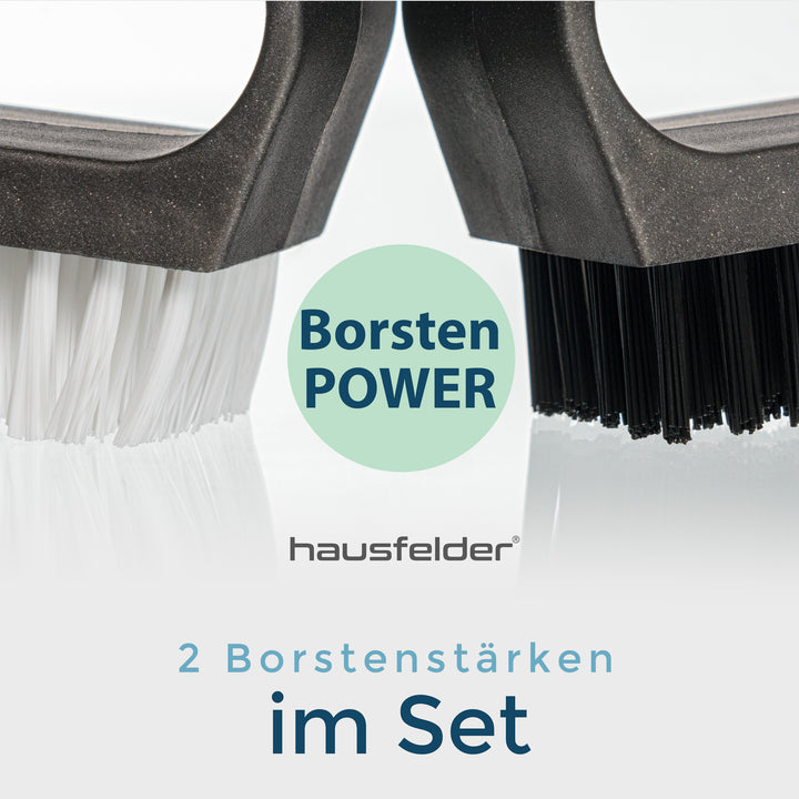 Handbürste mit Griff, 4er Set, 2x schwarze/2x weiße Borsten