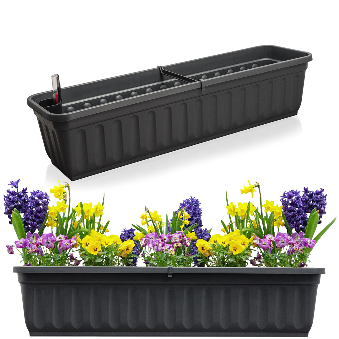 Blumenkasten 2er Set, Anthrazit 80cm