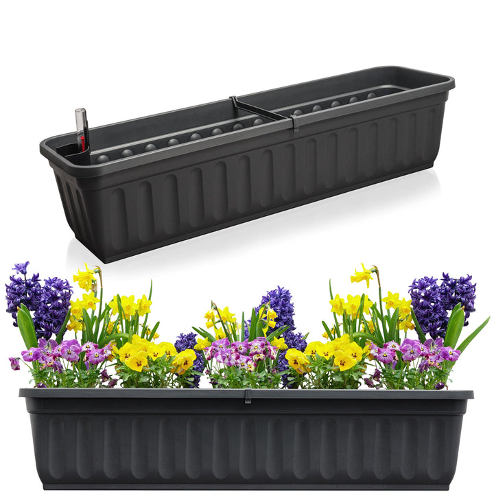 Blumenkasten 2er Set, Anthrazit 80cm